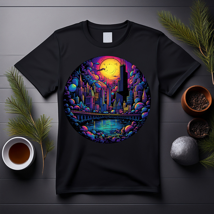 Neon Skyline Cityscape Tee product photo