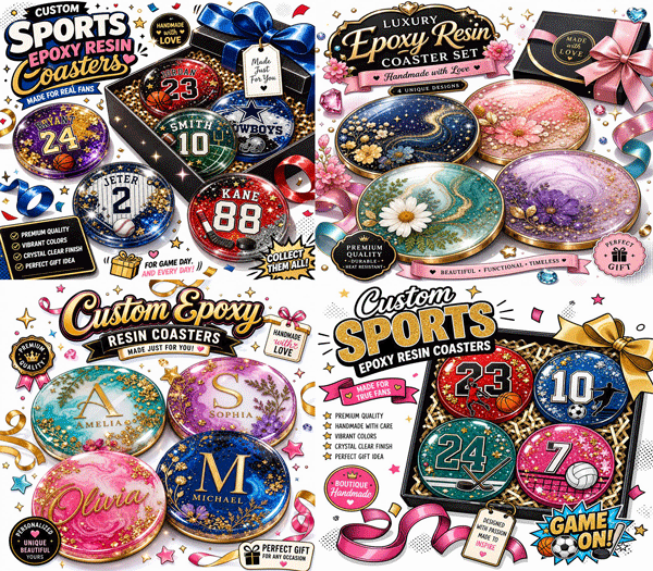 Custom Resin Coaster Set product photo